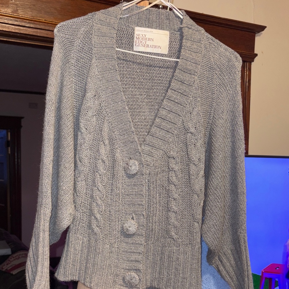 Urban Behavior Gray Cable Knit Cardigan